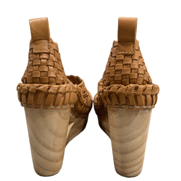 Free People Crochet Leather Wedges size 7.5 wooden cut out sole. - Picture 2 of 7